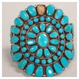 Large vintage Southwest silver & turquoise cluster