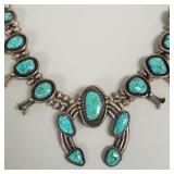 Southwest silver & turquoise squash blossom