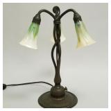 Rare Tiffany 3-light lily lamp w/ pulled feather