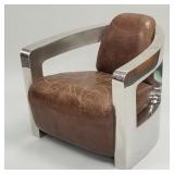 Halo aviator style polished aluminum & leather