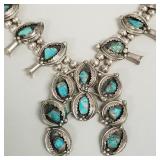 Southwest silver & turquoise squash blossom