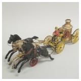 Kenton cast iron fire pumper toy with 3 horses,