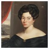 Antique portrait oil painting on canvas- lady in