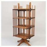 Revolving oak bookcase (as seen- some slats