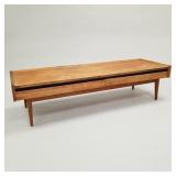 Mid-century walnut coffee table with 2 drawers-