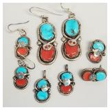 5 pieces Effie C. Zuni signed silver jewelry set