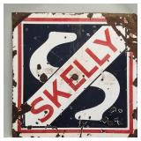 Vintage Skelly porcelain double sided advertising