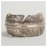 Handcrafted silver feather motif bracelet- 46.7g,
