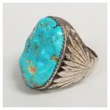 Sterling silver & turquoise ring signed RLB-