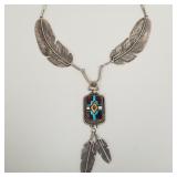 Signed Southwest sterling silver stone inlaid
