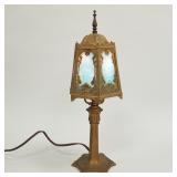 Small slag glass table lamp- 17 1/2"H 6 1/2"D