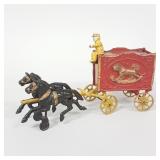 Hubley reduced size lion cast iron circus wagon w/