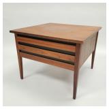 Mid-century walnut side table with single deep