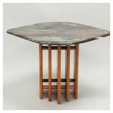 Danish teak base end table with marble top- 21"H