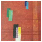 Mid-century cubist framed pencil signed