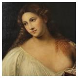 Antique oil painting on canvas copy of "Flora" in