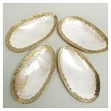 4 Vintage giant mother of pearl seashell dishes/