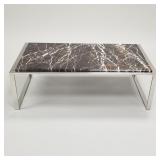 Post modern chrome coffee table with marble top-