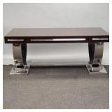 Post modern rosewood desk on chrome plated base