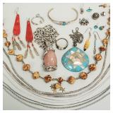 Group assorted jewelry incl Southwest, etc. silver