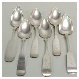 6 large American silver spoons: 9 toz total incl