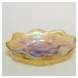 Tiffany glass low scalloped plate- signed L.C.T.
