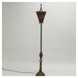 Art Deco brass torchiere floor lamp with stain