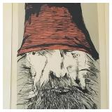 Leonard Baskin colored litho "Ahab with Red Hat"-