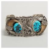 Ahasteen signed sterling silver cuff bracelet set