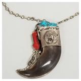 Signed IG large claw pendant set in sterling
