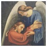 Antique religious oil painting on canvas- Angel