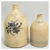 2 salt glaze stoneware jugs with advertising-