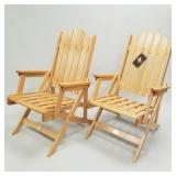 Pair of Lay-z-Boy wooden deck chairs (one new