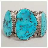 Signed Ahasteen sterling silver & lg. turquoise
