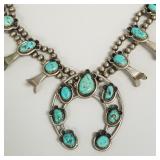 Vintage silver & turquoise squash blossom