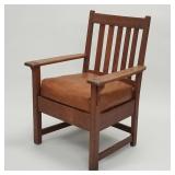 Limbert signed mission oak armchair with vertical
