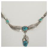 Southwest silver & turquoise pendant necklace