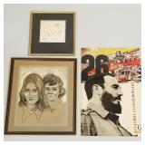 3 pieces vintage artwork incl Nik Schroeder,