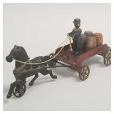 Harris horse drawn cast iron toy with driver & 4