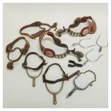 Group assorted pair & single spurs: 6 3/4" x