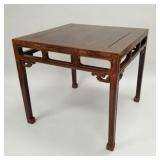 Tall antique carved Chinese square table- 32 3/4"H