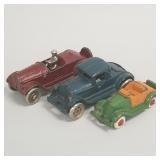 3 vintage cast iron cars incl Kilgore with driver-