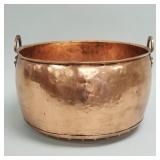 Large antique Norsk copper cauldron with handles-