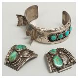 3 pieces vintage Southwest silver & turquoise-