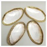 4 Vintage giant mother of pearl seashell dishes/