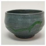Warren MacKenzie stamped bowl with blue & green