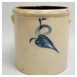 5-gallon Red Wing salt glaze crock with blue leaf