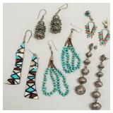 5 pair Southwest silver, etc. dangle earrings-