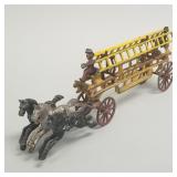 Hubley cast iron horse drawn fire ladder wagon