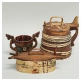 3 pieces antique Scandinavian wood items: 1910